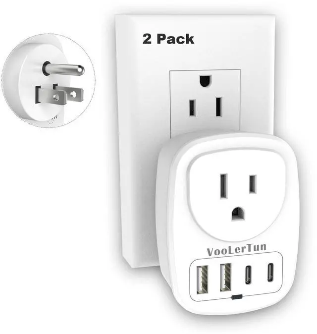 Main image of Outlet with USB Ports Cruise Approved Power Strip Wall Outlet Extender Splitter, USB Outlet Plug 2 Pack for Dorm School Office Home Cruise Essentials