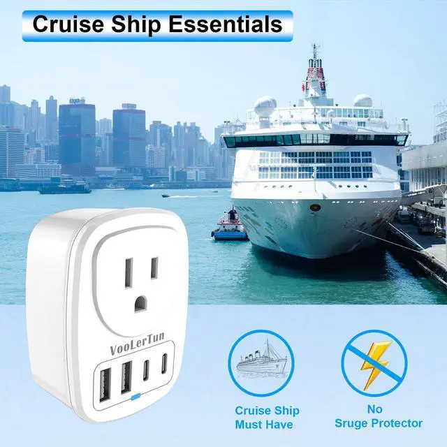 Alt view image 5 of 7 - Outlet with USB Ports Cruise Approved Power Strip Wall Outlet Extender Splitter, USB Outlet Plug 2 Pack for Dorm School Office Home Cruise Essentials