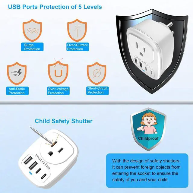 Alt view image 7 of 7 - Outlet with USB Ports Cruise Approved Power Strip Wall Outlet Extender Splitter, USB Outlet Plug 2 Pack for Dorm School Office Home Cruise Essentials