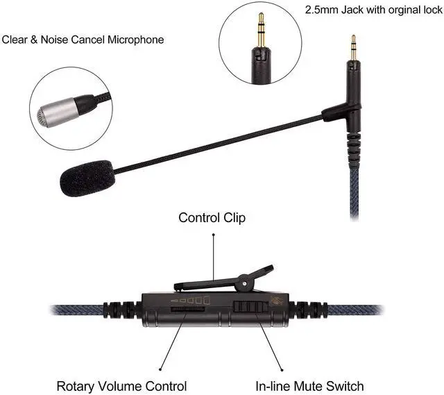 Alt view image 2 of 7 - Cable Boom Microphone - Volume Control for PlayStation PS4 or Xbox One Controller, PC - Boompro Gaming Mic Compatible with Audio Technica ATH-M50x, ATH-M40x, ATH-M70x Headphones 150CM