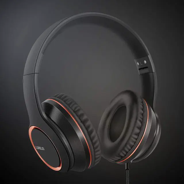 Alt view image 6 of 7 - X8 Over-Ear Wired Headphones with Microphone with 1.45m-Tangle-Free Nylon Line&3.5mm Plug,Lightweight Foldable & Portable Headphones for Smartphone,Tablet,Computer,Mp3/4(Space Black)