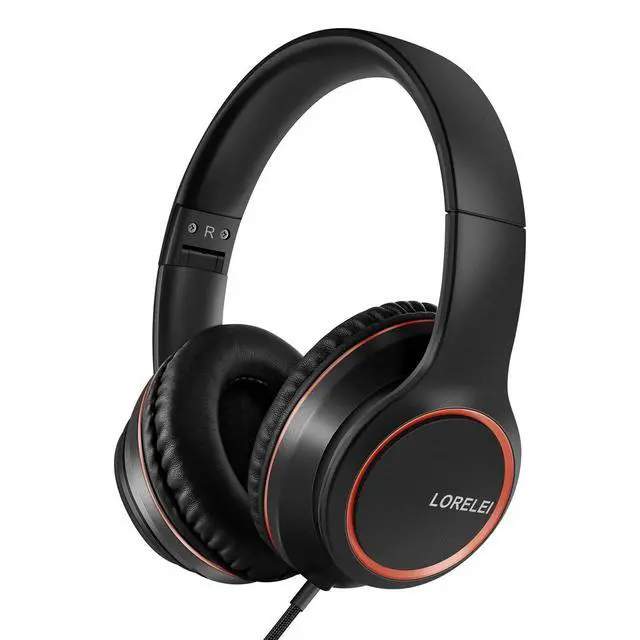 Alt view image 7 of 7 - X8 Over-Ear Wired Headphones with Microphone with 1.45m-Tangle-Free Nylon Line&3.5mm Plug,Lightweight Foldable & Portable Headphones for Smartphone,Tablet,Computer,Mp3/4(Space Black)