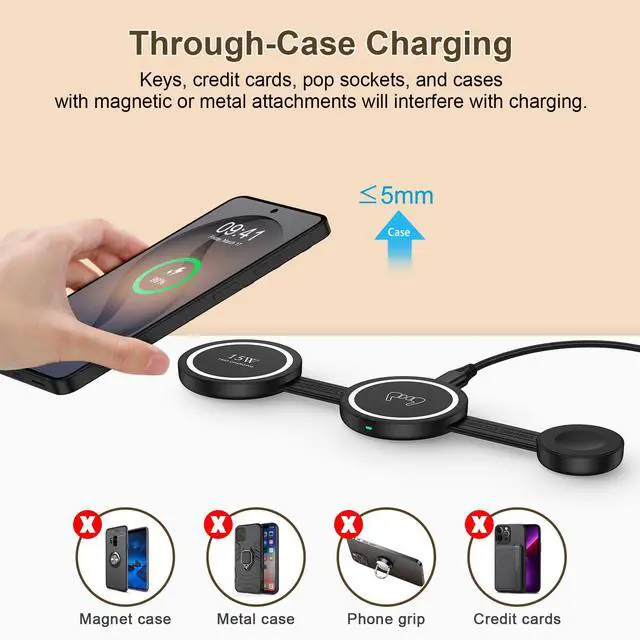 Alt view image 5 of 7 - 18W Fast Wireless Charger Pad 3 in 1 Foldable Travel Wireless Charging Station Kick Stand for Samsung Galaxy S26 Ultra S26 S25 FE S25 S24 S23/Z Flip Fold 7 6, Galaxy Watch 8 Classic/7/6/5/Galaxy Buds4