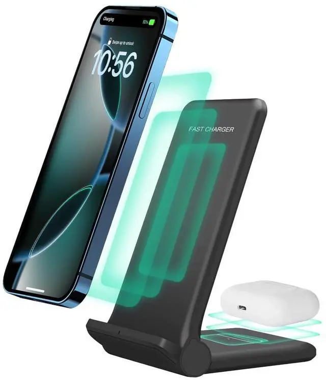 Main image of 2 in 1 Wireless Charger,Foldable 20W Fast Wireless Charging Stand Compatible with iPhone 17/16/16 Pro/15/14/X/AirPods,Dual Phone Induction Charge Station for Samsung,Pixel,Xperia,LG(No Plug)