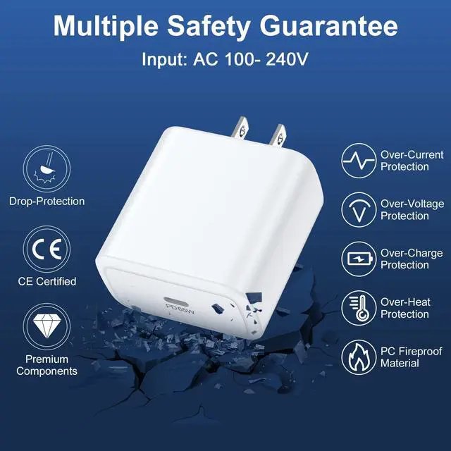 Alt view image 6 of 7 - 65W Super Fast Charger Cord Type C for Samsung Galaxy S26 Ultra S26+ S26 S25 FE Edge Plus A17 A16 A36 A26 A56 A35 S24 S23, 60W 6FT USB C to C Samsung Charger Fast Charging Cord Android Phone Charger