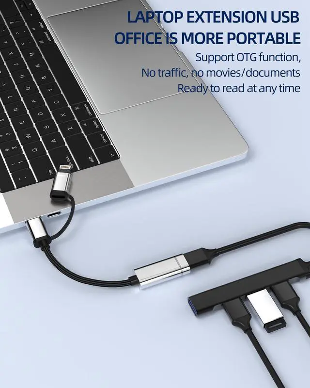 Alt view image 3 of 7 - USB A to USB C Lightning Adapter(2Pack) 3.0 OTG Camera Mouse Converter Thunderbolt Port Dongle Adaptador para Compatible for Samsung for LG for IPhone15 Pro Max Plus ipad 10Air4/5Mini6Pro