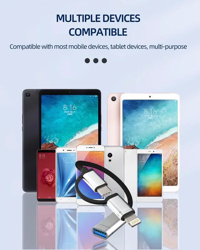 Alt view image 6 of 7 - USB A to USB C Lightning Adapter(2Pack) 3.0 OTG Camera Mouse Converter Thunderbolt Port Dongle Adaptador para Compatible for Samsung for LG for IPhone15 Pro Max Plus ipad 10Air4/5Mini6Pro