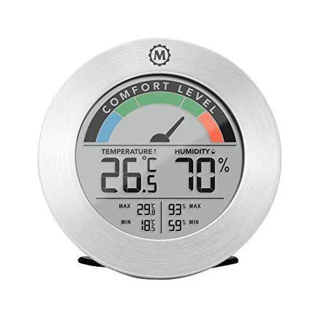 Alt view image 2 of 6 - Hygrometer Indoor Thermometer, Digital Temperature & Humidity Monitor with Comfort Indicator, High & Low Temperature and Humidity Records, Easy-to-Read LCD Display - White