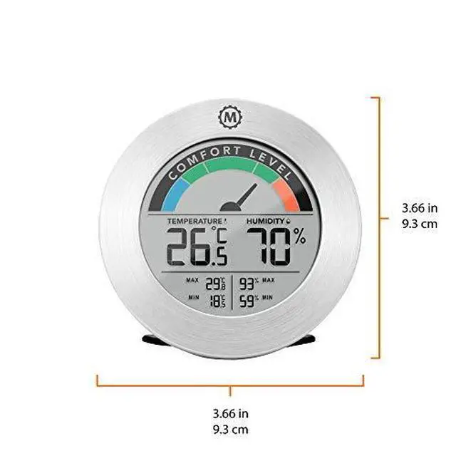 Alt view image 6 of 6 - Hygrometer Indoor Thermometer, Digital Temperature & Humidity Monitor with Comfort Indicator, High & Low Temperature and Humidity Records, Easy-to-Read LCD Display - White