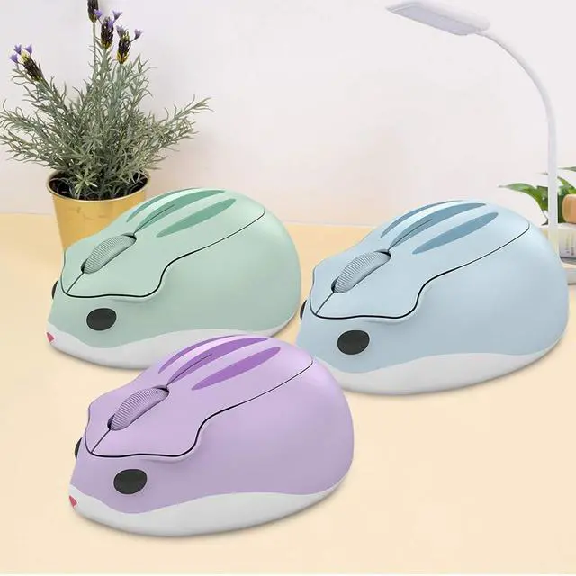Alt view image 7 of 7 - 2.4GHz Wireless Cute Hamster Shape Less Noice Portable Mobile Optical 1200DPI USB Mice Cordless Mouse for PC Laptop Computer Notebook MacBook Kids Girl Gift (Purple)