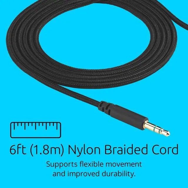 Alt view image 3 of 3 - Classic EQ 3.5mm Headphone, 6 ft (1.8m) Nylon Braided Cord, for School, Kids, Adults, Padded Adjustable Headband, Black (K97602WWB)