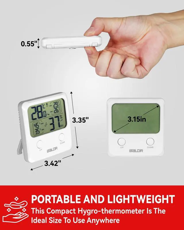 Alt view image 4 of 6 - ALDR Digital Humidity Sensor & Thermometer - Indoor Room Monitor, Wireless Temperature & Humidity Gauge