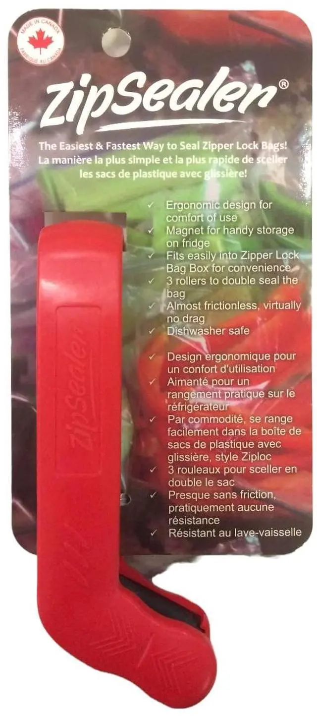 Main image of The Original Zipper Lock Bag Sealer. The Easiest & Fastest Way To Seal Zipper Lock & Zip Top Bags. Patented. (Red)