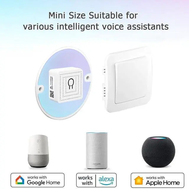 Alt view image 2 of 7 - 2-Pack Matter Smart Switch 16A Mini WiFi Relay Module,DIY Wireless Light Switch Voice Control with Timer&Schedule for Home Automation,Work with Apple Homekit,Alexa,Google Home,CSA Certified