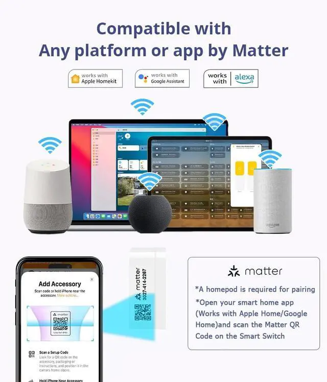 Alt view image 3 of 7 - 2-Pack Matter Smart Switch 16A Mini WiFi Relay Module,DIY Wireless Light Switch Voice Control with Timer&Schedule for Home Automation,Work with Apple Homekit,Alexa,Google Home,CSA Certified