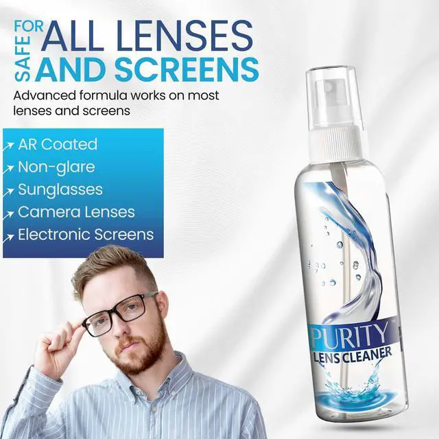 Alt view image 6 of 7 - Kit - 2 x 8oz and 1 x 2oz Lens Cleaner Spray Bottle + 2 Microfiber Cleaning Cloths - Safe for All Lenses (AR Coated Included), Eyeglasses and Screens - Clear