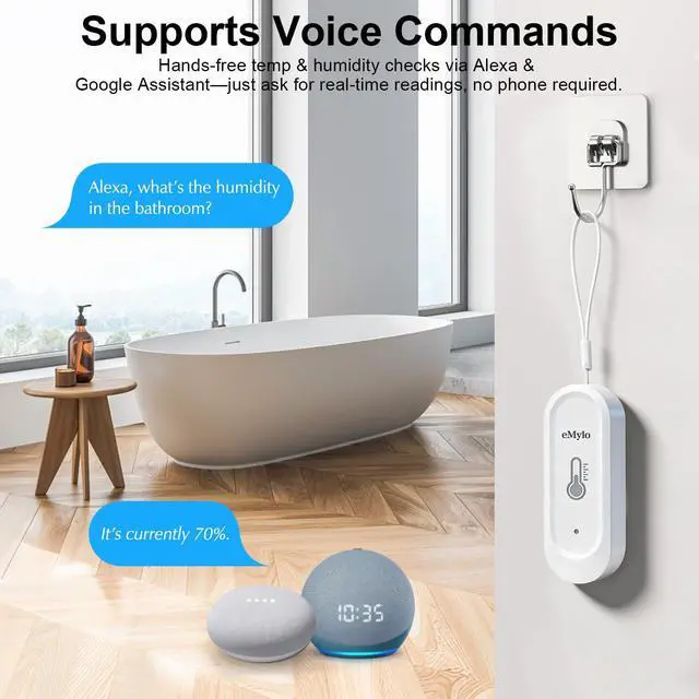 Alt view image 7 of 7 - Wireless Temperature Humidity Sensor RTH08 - IP65 Waterproof Indoor Outdoor Thermometer Hygrometer with APP Alert, 328ft Range for Home, Greenhouse, Basement, Wine Cellar (WiFi Gateway Required)