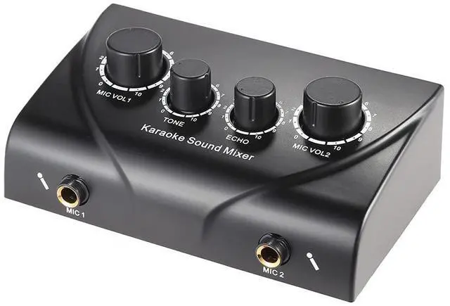 Main image of 2 Channel Karaoke Audio Mixer with Dual Mic Inputs Echo Control
