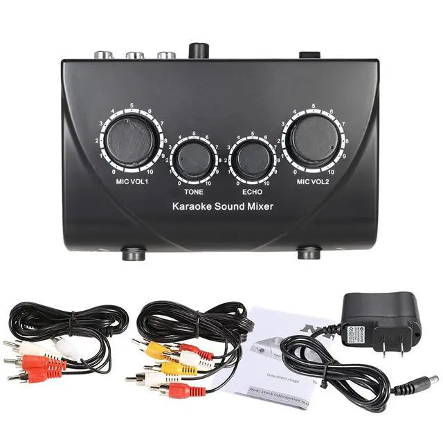 Alt view image 6 of 7 - 2 Channel Karaoke Audio Mixer with Dual Mic Inputs Echo Control