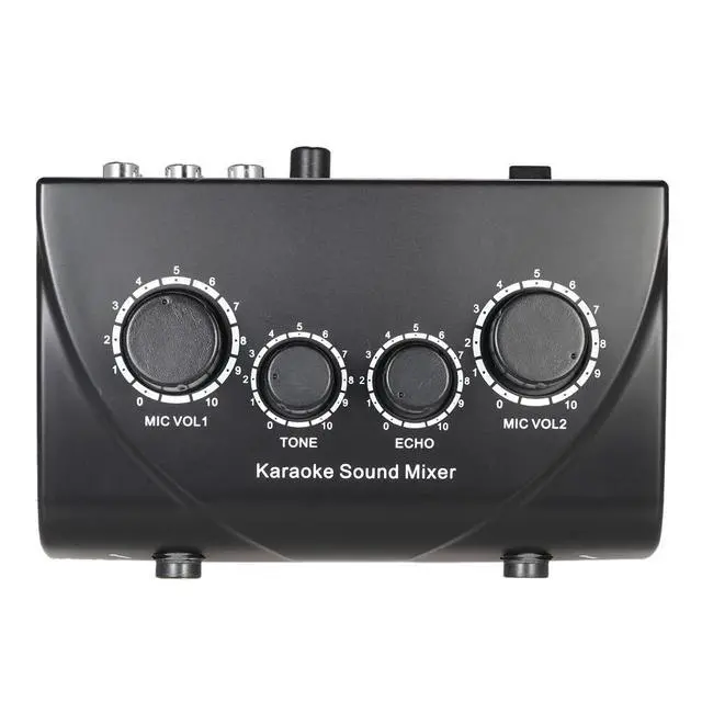 Alt view image 2 of 7 - 2 Channel Karaoke Audio Mixer with Dual Mic Inputs Echo Control