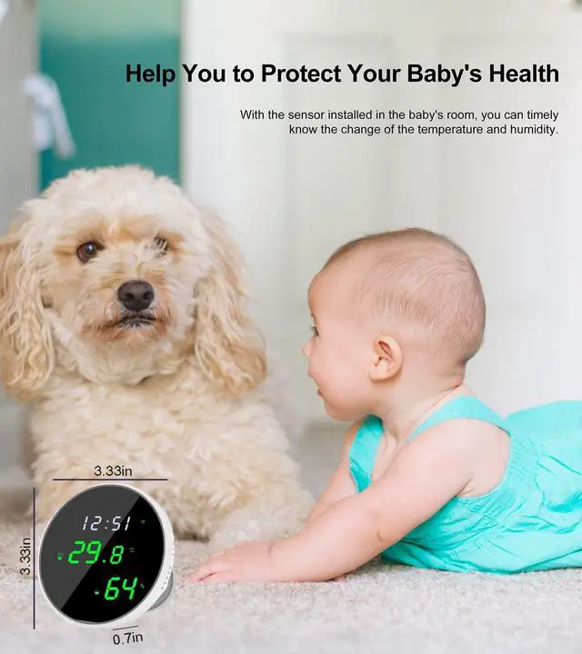 Alt view image 6 of 7 - WiFi Thermometer Hygrometer: Digital Indoor Temperature Humidity Sensor with LED Backlit Display, App Notification Alert, Free Data Storage Export, Smart Temperature Monitor Compatible with Alexa