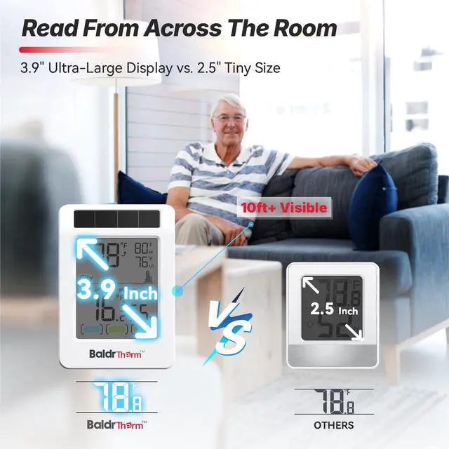 Alt view image 5 of 7 - WiFi Thermometer Hygrometer, Wireless Indoor Outdoor Temperature Humidity Monitor, Solar Boost, 3.9" Large Screen, App Alerts for Home, Greenhouse, Pipe Protection, Cellar & Baby Room