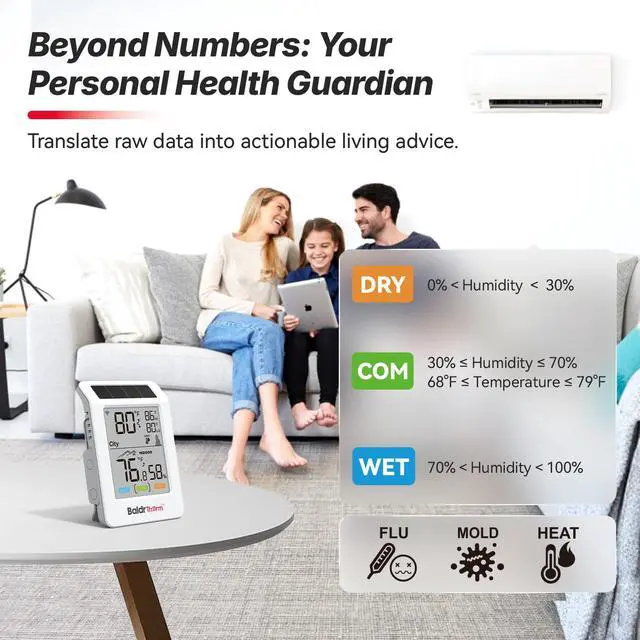 Alt view image 6 of 7 - WiFi Thermometer Hygrometer, Wireless Indoor Outdoor Temperature Humidity Monitor, Solar Boost, 3.9" Large Screen, App Alerts for Home, Greenhouse, Pipe Protection, Cellar & Baby Room