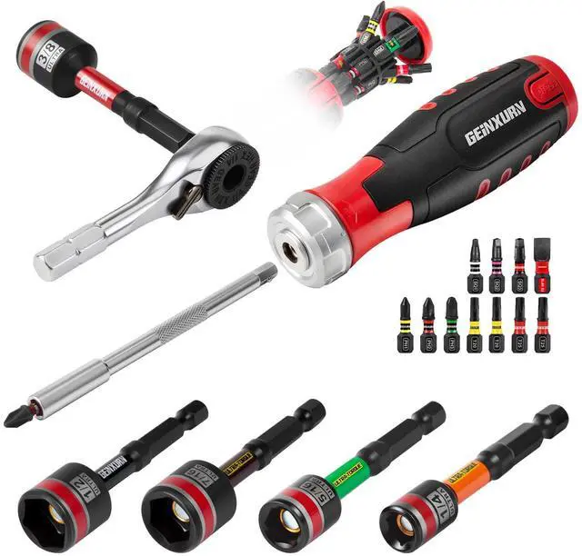 Main image of 19 Pieces Ratcheting Screwdriver Set and Socket Wrench Set, Mini Rachet Wrench, Rachet Screwdriver Handle and Nut Driver with 12 Pcs Impact Screwdriver Bit, Hand Tools Set for Repair DIY