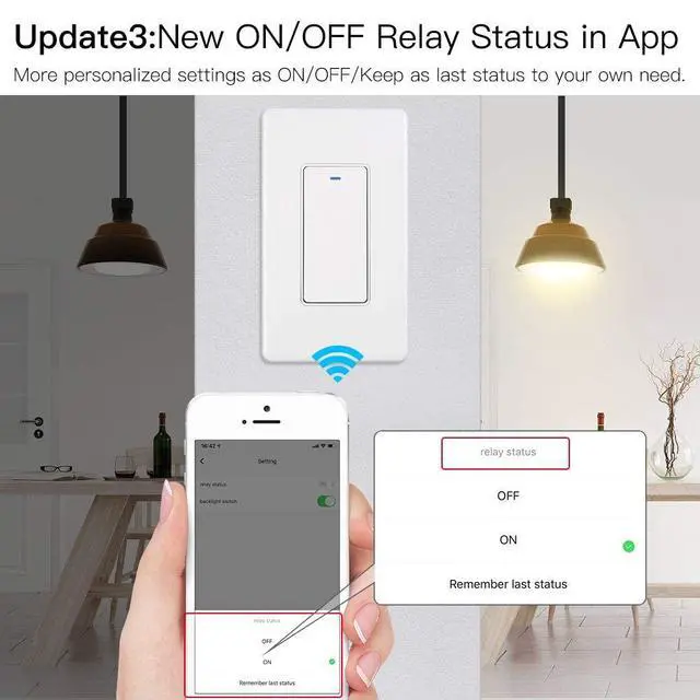 Alt view image 5 of 7 - WiFi Wall Push Button Smart Light Switch,Multi-Control, 2.4GHz WiFi Light Switches, Neutral Wire Required,Remote Control Smart Life/Tuya, Work with Alexa,Google Home White 1 Gang