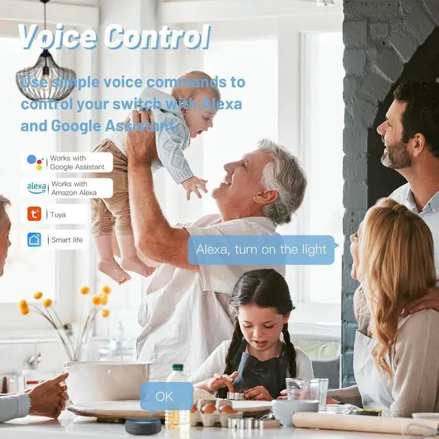 Alt view image 2 of 7 - Smart Light Switch, 3 Gang WiFi Alexa Light Switch with Remote APP Control and Timing Function, Single Pole White Light Switches Work with Alexa, Google Assistant, Voice Control, Group Control