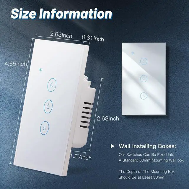 Alt view image 6 of 7 - Smart Light Switch, 3 Gang WiFi Alexa Light Switch with Remote APP Control and Timing Function, Single Pole White Light Switches Work with Alexa, Google Assistant, Voice Control, Group Control
