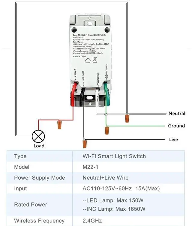 Alt view image 7 of 7 - Smart Light Switch,2.4GHz Wi-Fi Single Pole Touch Switch, Timmer Voice & Smart Life App Control,Compatible with Alexa Google Assistant,Neutral Wire Required,White(Single Switch)