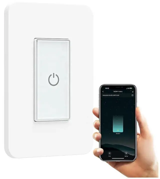 Main image of Smart Light Switch,2.4GHz Wi-Fi Single Pole Touch Switch, Timmer Voice & Smart Life App Control,Compatible with Alexa Google Assistant,Neutral Wire Required,White(Single Switch)