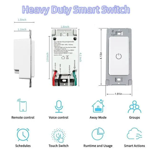 Alt view image 3 of 7 - Smart Light Switch,2.4GHz Wi-Fi Single Pole Touch Switch, Timmer Voice & Smart Life App Control,Compatible with Alexa Google Assistant,Neutral Wire Required,White(Single Switch)