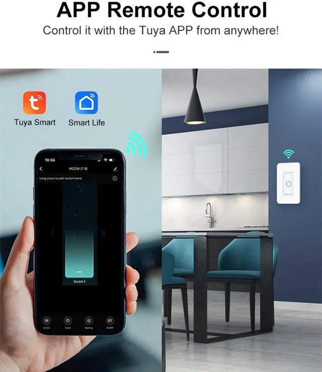 Alt view image 5 of 7 - Smart Light Switch,2.4GHz Wi-Fi Single Pole Touch Switch, Timmer Voice & Smart Life App Control,Compatible with Alexa Google Assistant,Neutral Wire Required,White(Single Switch)