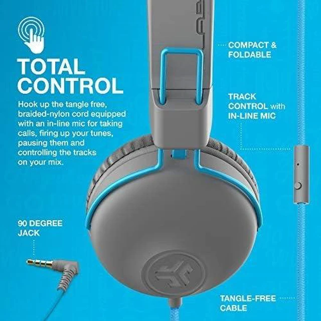 Alt view image 6 of 6 - Studio on-Ear Wired Headphones with 40mm Neodymium Drivers and C3 Sound, Gray/Blue