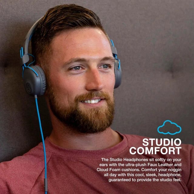 Alt view image 2 of 6 - Studio on-Ear Wired Headphones with 40mm Neodymium Drivers and C3 Sound, Gray/Blue