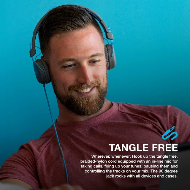Alt view image 4 of 6 - Studio on-Ear Wired Headphones with 40mm Neodymium Drivers and C3 Sound, Gray/Blue