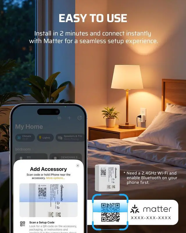 Alt view image 6 of 7 - Matter Plug in Dimmer Switch for Lamp, Works with Alexa, Compatible with Google Home & SmartThings APP Voice Wireless Dimmer Button Control, Dimmable LED/Tungsten Bulbs, 2.4G Wi-Fi, White