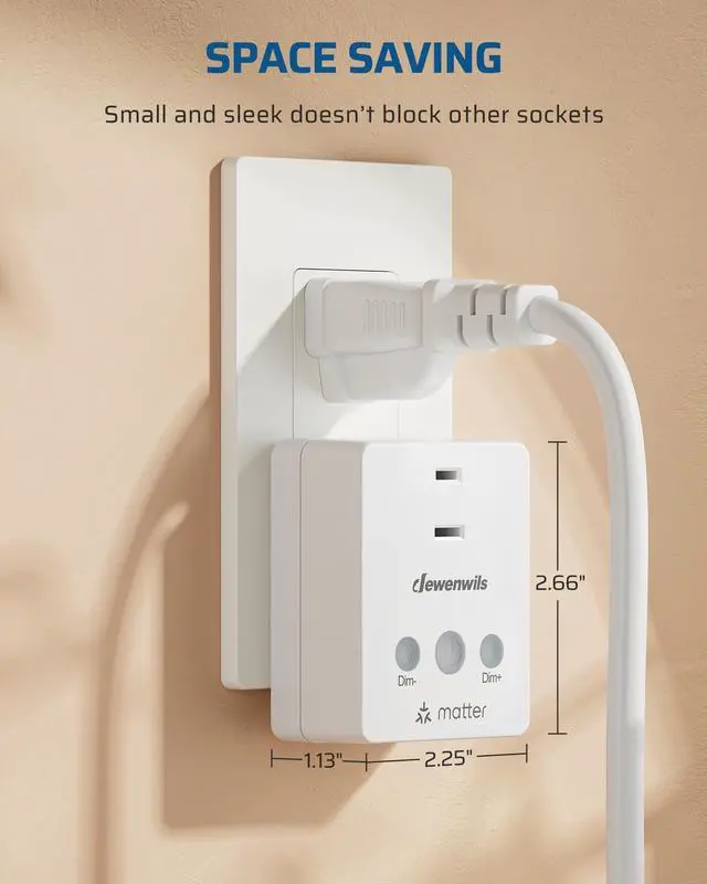 Alt view image 7 of 7 - Matter Plug in Dimmer Switch for Lamp, Works with Alexa, Compatible with Google Home & SmartThings APP Voice Wireless Dimmer Button Control, Dimmable LED/Tungsten Bulbs, 2.4G Wi-Fi, White