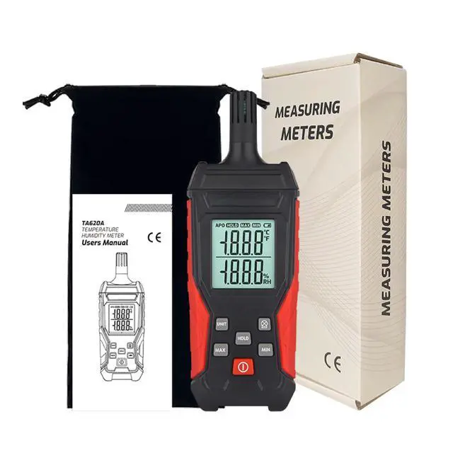 Alt view image 6 of 6 - Temperature & Humidity Meter Detector Digital Hygrometer Handheld Industrial Home Indoor - Ambient, Relative Humidity, LCD Backlight, Min/Max Hold