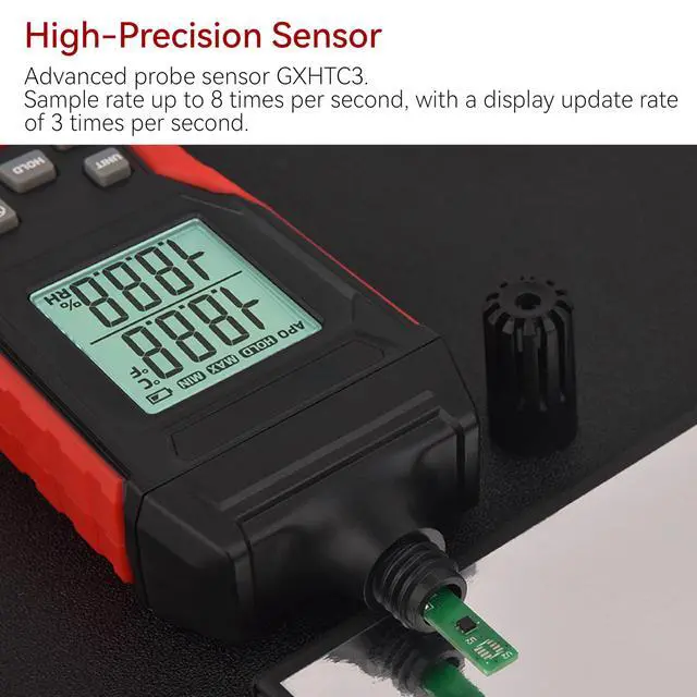 Alt view image 5 of 6 - Temperature & Humidity Meter Detector Digital Hygrometer Handheld Industrial Home Indoor - Ambient, Relative Humidity, LCD Backlight, Min/Max Hold
