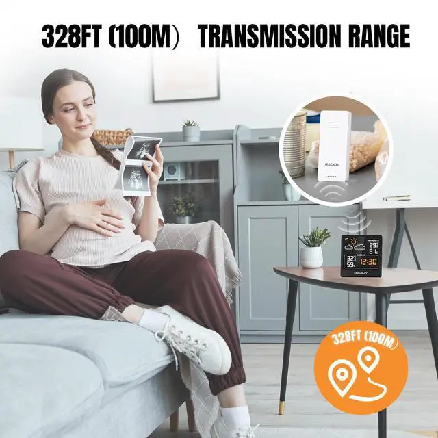 Alt view image 3 of 7 - WF-50V Indoor Outdoor Thermometer Hygrometer, Wireless Weather Station Temperature & Humidity Monitor with 5.0 VA Display, USB-C Powered, Weather Forecast, Wireless Remote Sensor (Black)