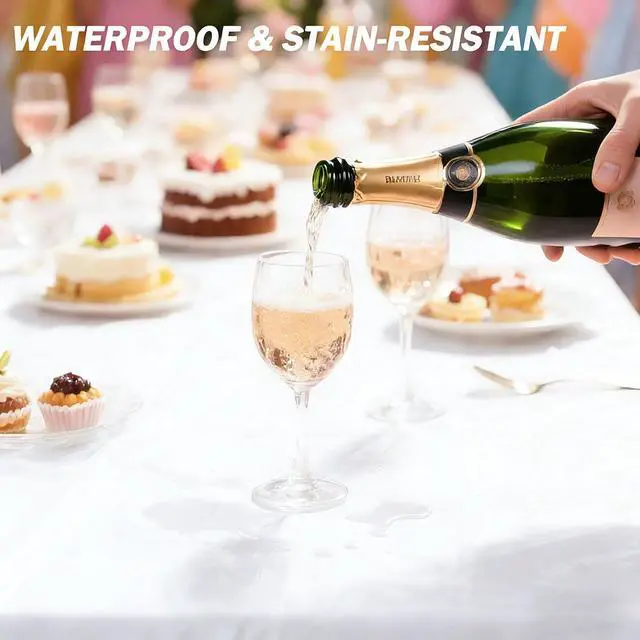 Alt view image 3 of 7 - 2 Pack White Plastic Table Cloth Disposable Rectangle Tablecloth 54 x 108 Inch, White Plastic Table Covers for Birthday Wedding Banquet Picnic Holiday Party Decorations