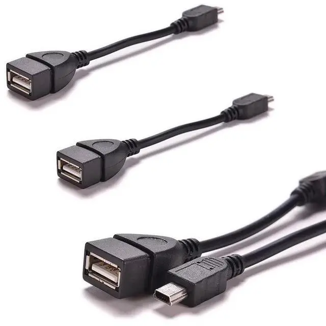 Main image of 3 Pack Mini USB OTG Cable Mini USB Male to USB 2.0 Female Host OTG Adapter Connector Converter for USB Flash Drive Ti-84 Calculator Mouse Tablet MP3 Player Camera Transfer Photo to Computer