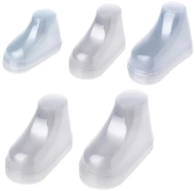 Main image of 10Pcs Clear Plastic Baby Feet Display Showcase Shoe Trees Baby Booties Shoes and Socks 8/9/10.5/11/12cm Transparent
