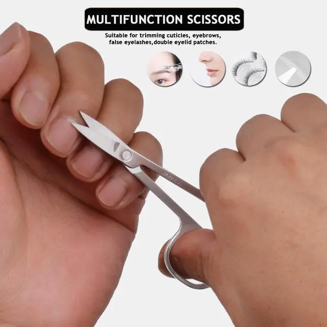 Alt view image 5 of 7 - Travel Manicure Set Professional Nail Clipper Kit-5 Pieces Stainless Steel Manicure Kit, Women Men Grooming kit With Nail Care Tools Beauty Scissors Tweezers (Silver Black)