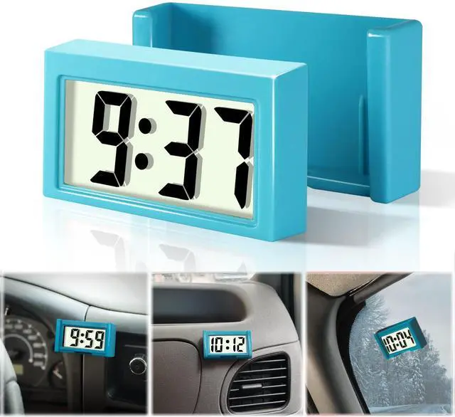 Main image of Car Dashboard Digital Clock - Vehicle Adhesive Clock with Jumbo LCD Time & Day Display - Mini Automotive Stick On Watch for Car Truck Dashboard & Air Vent