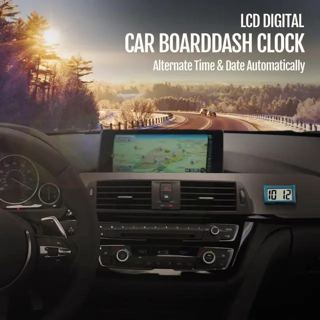 Alt view image 2 of 7 - Car Dashboard Digital Clock - Vehicle Adhesive Clock with Jumbo LCD Time & Day Display - Mini Automotive Stick On Watch for Car Truck Dashboard & Air Vent