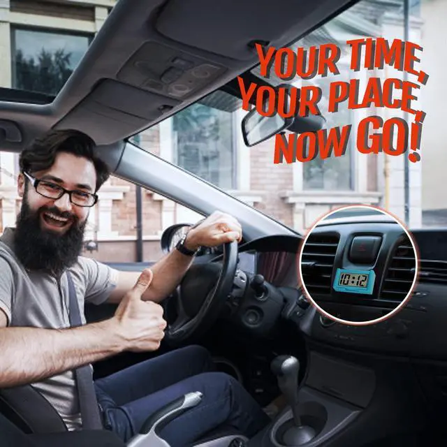 Alt view image 7 of 7 - Car Dashboard Digital Clock - Vehicle Adhesive Clock with Jumbo LCD Time & Day Display - Mini Automotive Stick On Watch for Car Truck Dashboard & Air Vent